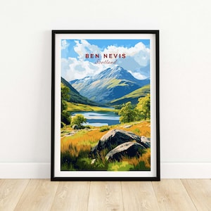Ben Nevis Scotland Print - Scottish Highlands Wall Art, Mountain Landscape Poster, Nature Home Decor, Hiking Gift, UK Travel Illustration