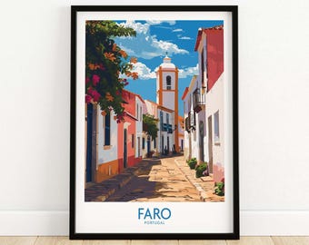 Faro Print Portugal Travel Poster | Birthday present | Wedding anniversary gift | Wall Art Print