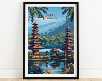 Bali Travel Print - Indonesia Travel Poster Bali Artwork Poster Gift Indonesia Home Decor Bali Illustration Art Lover Indonesia Print