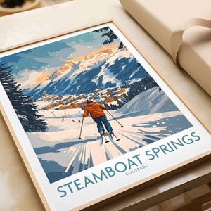 Steamboat Springs Poster Colorado Ski Resort Art Print Skiing Wall Art Colorado Winter Sports Artwork Ski Lodge Decor Poster Gift Skiing