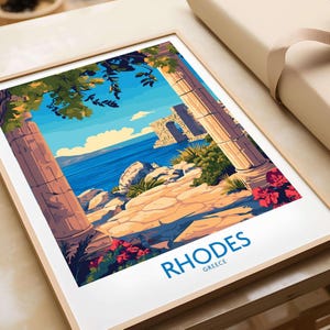 Rhodes Print Greece Rhodes Wall Art Print Travel Poster Rhodes Wall Decor Rhodes Art Lovers Gift Rhodes Greece Illustration Greece  Art Gift