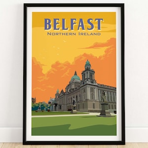 Belfast Print Northern Ireland | Wall Art | Travel Poster | Home Decor | Framed & Unframed Gift Idea