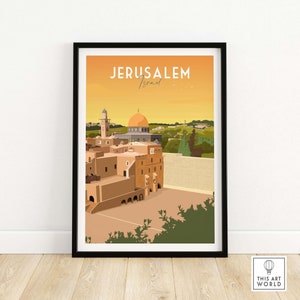 Impresión de Jerusalén - Arte mural de Israel - Póster de viaje de Jerusalén / Decoración del hogar / Idea de regalo de Jerusalén con y sin marco
