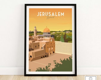 Jerusalem Print - Israel Wall Art - Jerusalem Travel Poster | Home Decor | Framed & Unframed Jerusalem Gift Idea