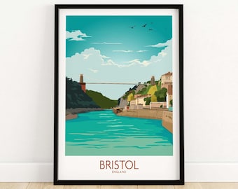 Bristol Poster | Bristol Druck | Bristol Wandkunst | Bristol Bridge | CLifton Hängebrücke Kunstdruck | Bristol Geschenk