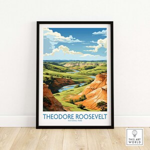 Theodore Roosevelt National Park Print Art Print Travel Print | Home Décor Poster Gift | Digital Illustration Artwork | Birthday Present