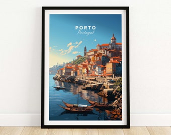 Porto Reise Druck, Wand Kunst Poster, personalisiertes Geschenk, Einweihungsparty Geschenk für sie, Hochzeitsgeschenk, Große Wand Kunst Dekor