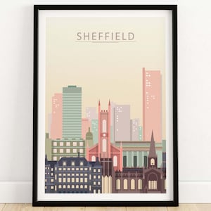 Sheffield Skyline Print | Sheffield Wall Art Poster | Sheffield Cityscape Wall Decor | Sheffield Gift