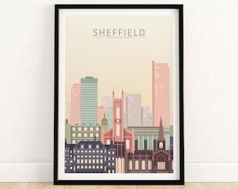 Sheffield Skyline Print | Sheffield Wall Art Poster | Sheffield Cityscape Wall Decor | Sheffield Gift