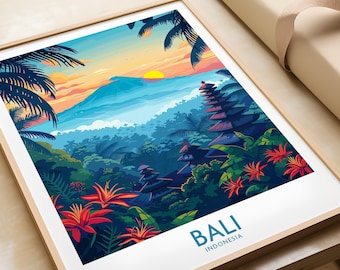 Bali Wall Art Print Indonesia Travel Poster Bali Artwork Poster Gift Indonesia Home Decor Bali Illustration Art Lover Indonesia Print