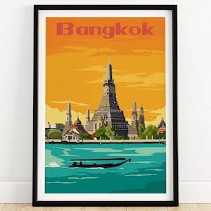 Bangkok Poster Thailand Wall Art Print Bangkok Gift Thailand Home Decor Artwork of Bangkok