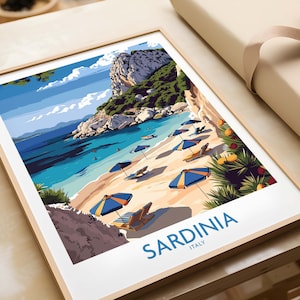 Sardinia Print Italy Italy Travel Poster Sardinia Beach Artwork Poster Gift Italy Home Decor Sardinia Illustration Art Lover Italy Print