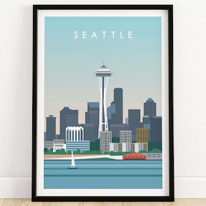 Seattle Print Wall Art Poster | Minimalist Travel Poster | Seattle Skyline | Seattle Gift Idea