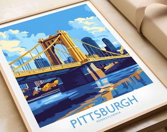 Pittsburgh-Reiseposter, Pittsburgh-Wandkunstdruck, Pittsburgh-Poster, Wanddekoration, Illustration, Pittsburgh-Kunstgeschenk, Pennsylvania