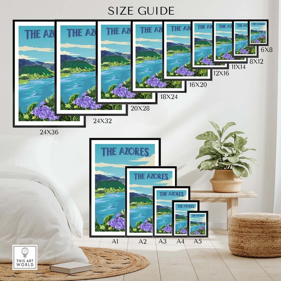 Azores Travel Poster Print | Portugal - Etsy
