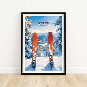 Stowe Ski Print Vermont Mountain Art Skihütte Wanddekor Wintersport Kunstwerk Berg Zuhause Alpenhütte Geschenk Abenteuer Sport Resort