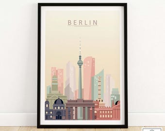 Berlin Skyline Print | Berlin City Poster | Berlin Wall Art Cityscape | Berlin Germany Wall Decor | Home Decor Gift Idea