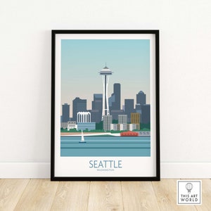 Seattle Poster Print | Washington Wall Art Print | Travel Poster | Framed & Unframed Gift