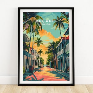 Impresión de arte mural de Key West: póster de viaje a Florida, decoración del hogar, regalo de Key West