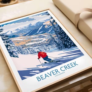 Beaver Creek Skipiste Kunstdruck - Colorado Ski fahren Wanddekoration, Berg Reise Geschenk, Winter Sport Hütte Dekoration
