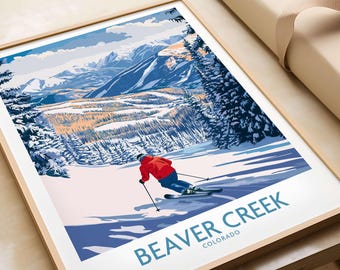 Beaver Creek Ski Slope Art Print – Colorado Skiing Wall Decor, Mountain Travel Gift, Winter Sports Cabin Decoration
