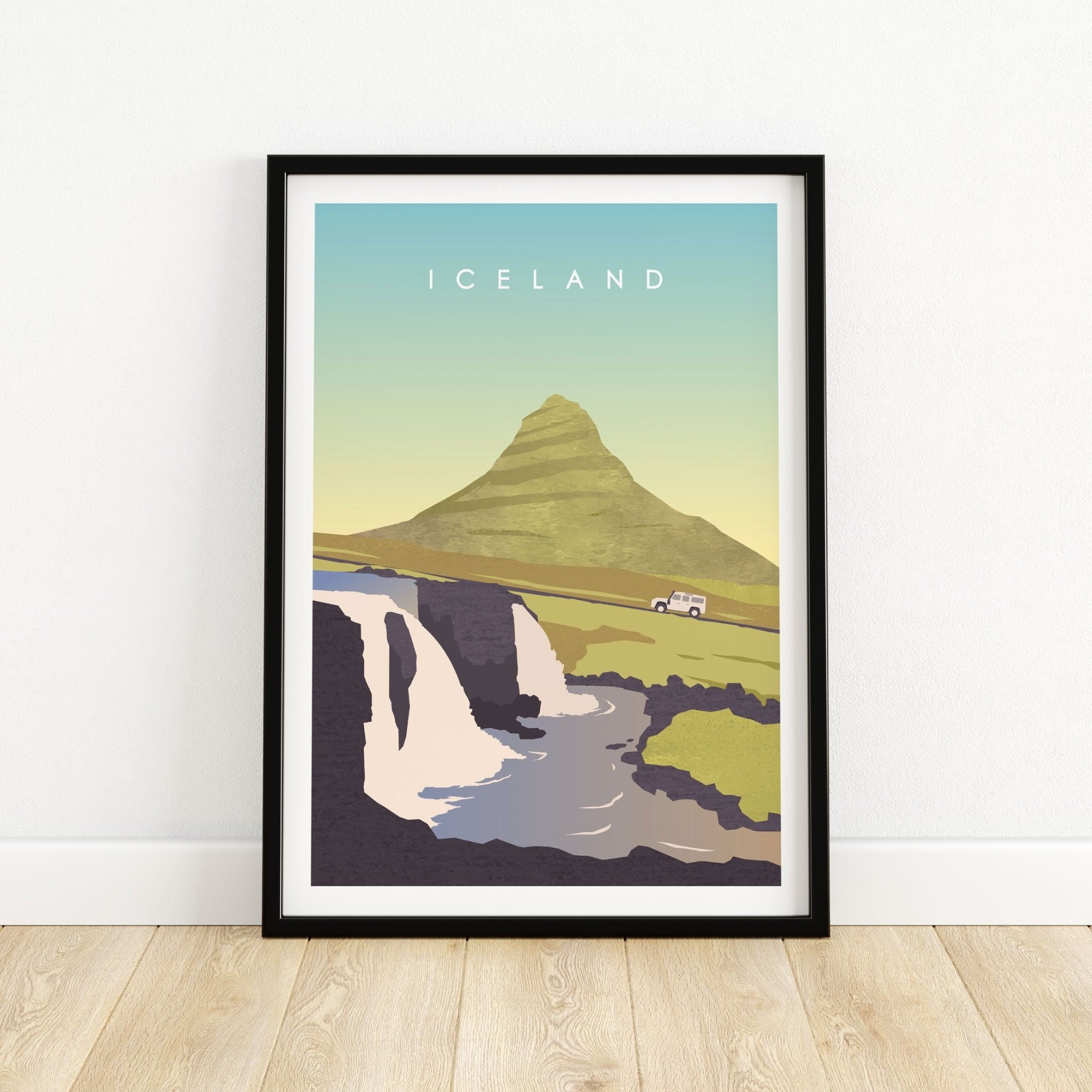 Iceland Print Travel Poster Iceland Wall Art Mount Etsy