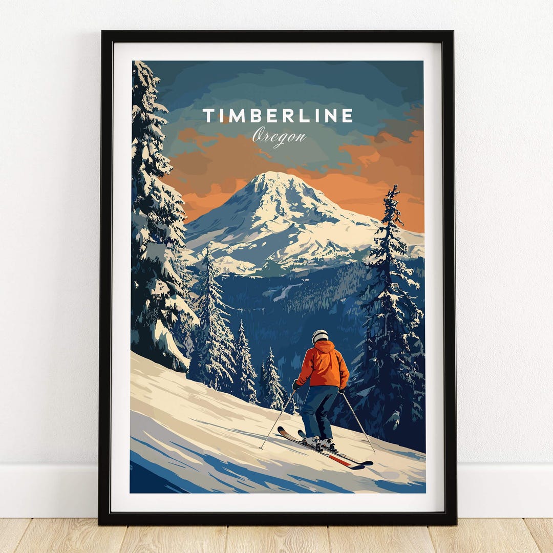 Timberline Graphics Timberline Travel Poster - Oregon Timberline Ski Resort Wall Art ...