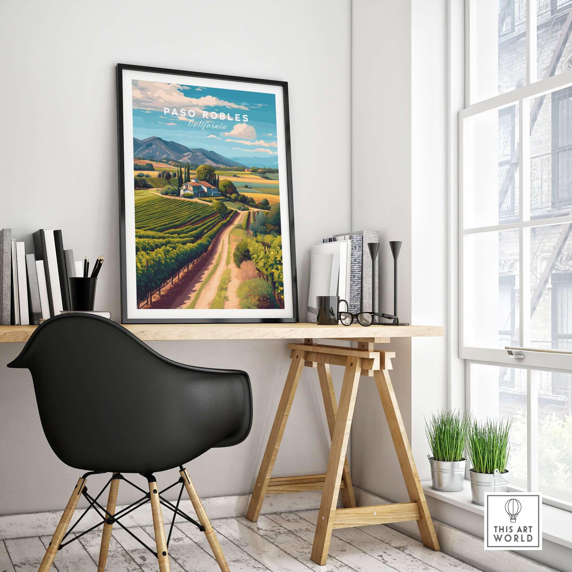 Paso Robles Farmhouse and Vines Print | California Wine Lover Wall
