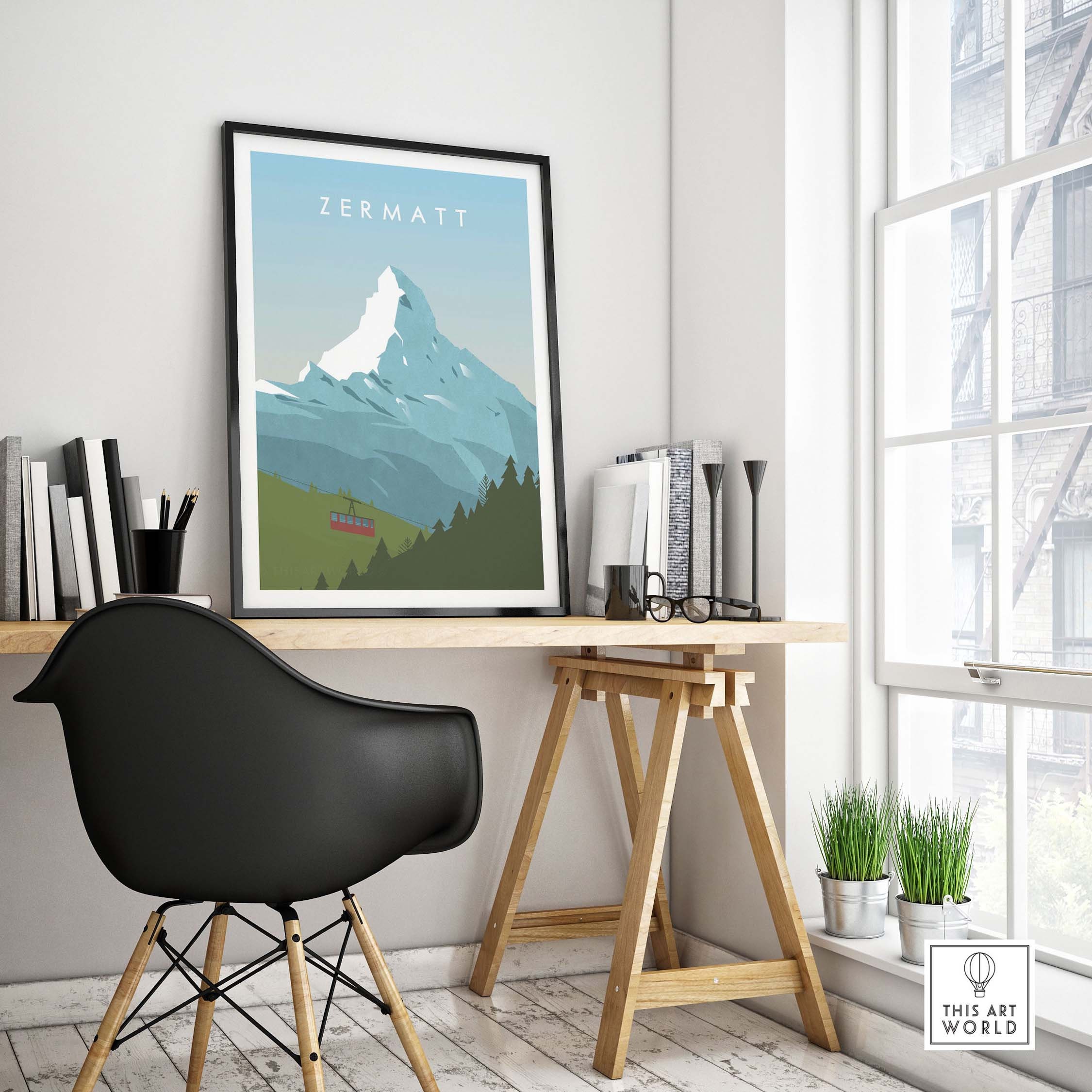 Zermatt Poster Print | Zermatt Wall Art | Switzerland Ski Poster Art ...