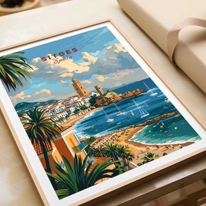 Sitges Poster Wandkunst Sitges Spanien Druck Wandbehang Wohnkultur Sitges Geschenk - Sitges Spanien personalisiertes Geschenk