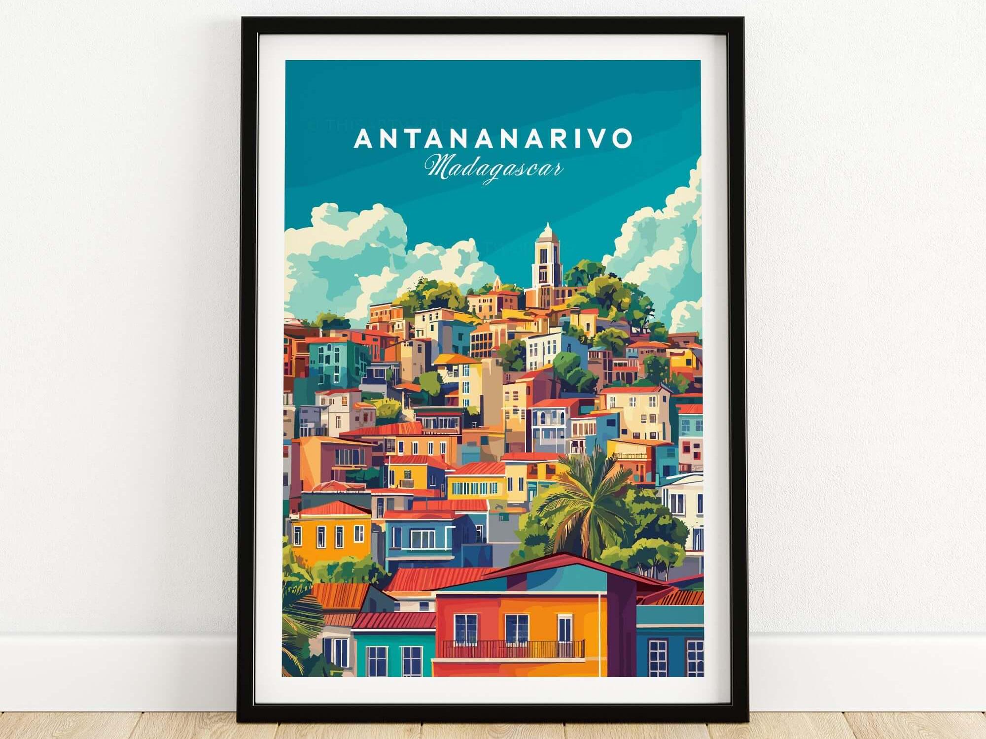 Antananarivo Travel Print - Colorful Antananarivo Skyline Wall Art Print