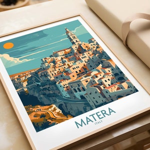 Matera Print Italy Travel Poster Matera Artwork Poster Gift Italy Home Decor Matera Illustration Art Lover Italy Print