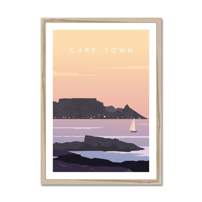 Cape Town Print Travel Poster Table Mountain Wall Art Etsy