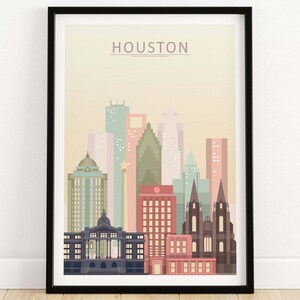 Houston Skyline Wall Art Print | Houston Texas Poster | Houston Cityscape Wall Decor | Houston Gift | Houston Gift