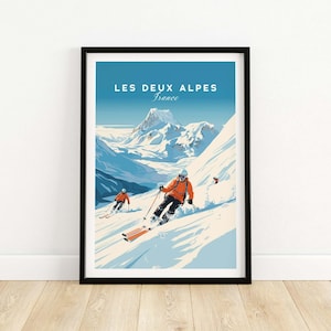 Les Deux Alpes Poster - Frankreich Reiseplakat | Geburtstagsgeschenk | Hochzeitstag Geschenk | Kunstdruck