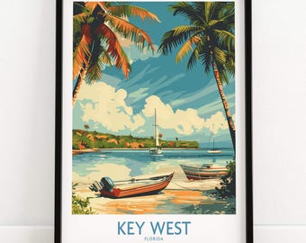 Key West Travel Poster - Bright, Colorful Florida Decor