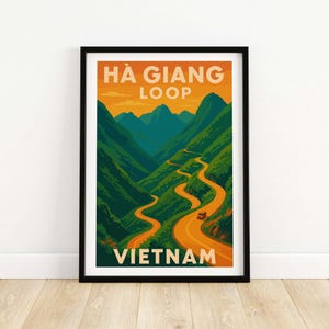 Ha Giang Loop Vietnam Poster Winding Road Sunset Print Travel Landscape Wall Art Decor Ha Giang Loop Vietnam Gift Art Lovers Illustration