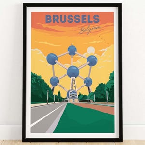 Brussels Print | Belgium Travel Poster | Wall Art | Vintage Art Print | Framed & Unframed Artwork | Home Decor Gift Idea