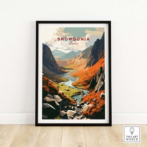 Snowdonia Wales Print Wall Art Print Travel Print | Home Décor Poster Gift | Digital Illustration Artwork | Birthday Present
