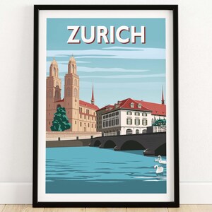 Zurich Switzerland Travel Poster Print | This Art World