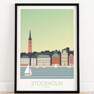 Stockholm Print | Sweden Travel Poster | Stockholm Wall Art | Swedish Home Decor | Scandinavian Print | Framed & Unframed Stockholm Sweden