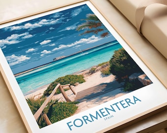 Formentera Spain Art Print | Tropical Beach Travel Poster