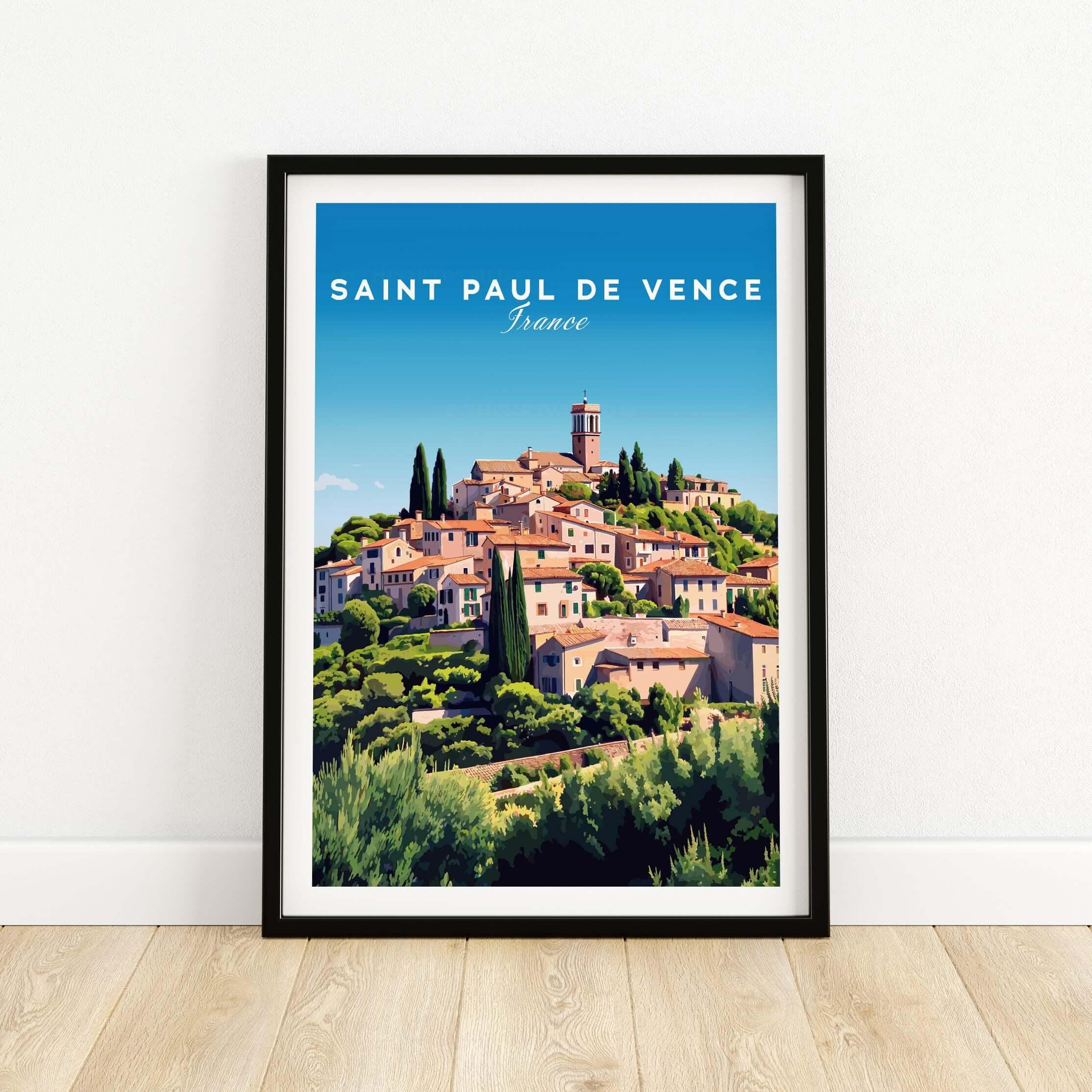 Saint Paul De Vence Print, Vintage Style Poster, French Village
