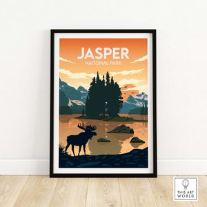 Impresión de Jasper / Póster del Parque Nacional / Impresión artística de Canadá / Idea de regalo de arte mural enmarcado y sin marco