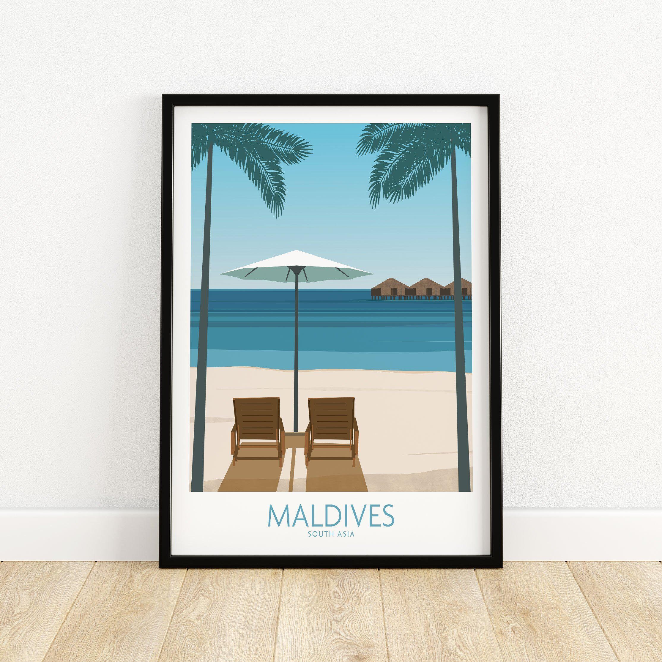 Maldives Tropical Beach Poster Print 12x36 Culturenik