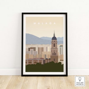 Malaga Travel Poster Print - Spanish Wall Art - Malaga Gift - Framed and Unframed Posters - Minimalist