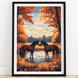 New Forest Wall Art Print New Forest Nationalpark Poster Home Decor Kunstwerk Poster Geschenk Digitale Illustration Kunstwerk Home Art Lover Print