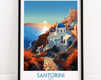 Santorini Wall Art | Birthday present | Wedding Anniversary Gift | Greece Travel Poster | Santorini Poster Print