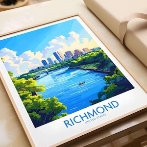 Richmond Virginia Travel Poster Richmond Wall Art Print Richmond Poster Wall Decor Illustration Richmond Art Gift Virginia