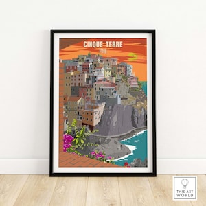 Cinque Terre Poster Print | Italy Wall Art | Travel Poster of Cinque Terre | Italian Riviera Coastal Art | Wall Decor | Cinque Terre Gift